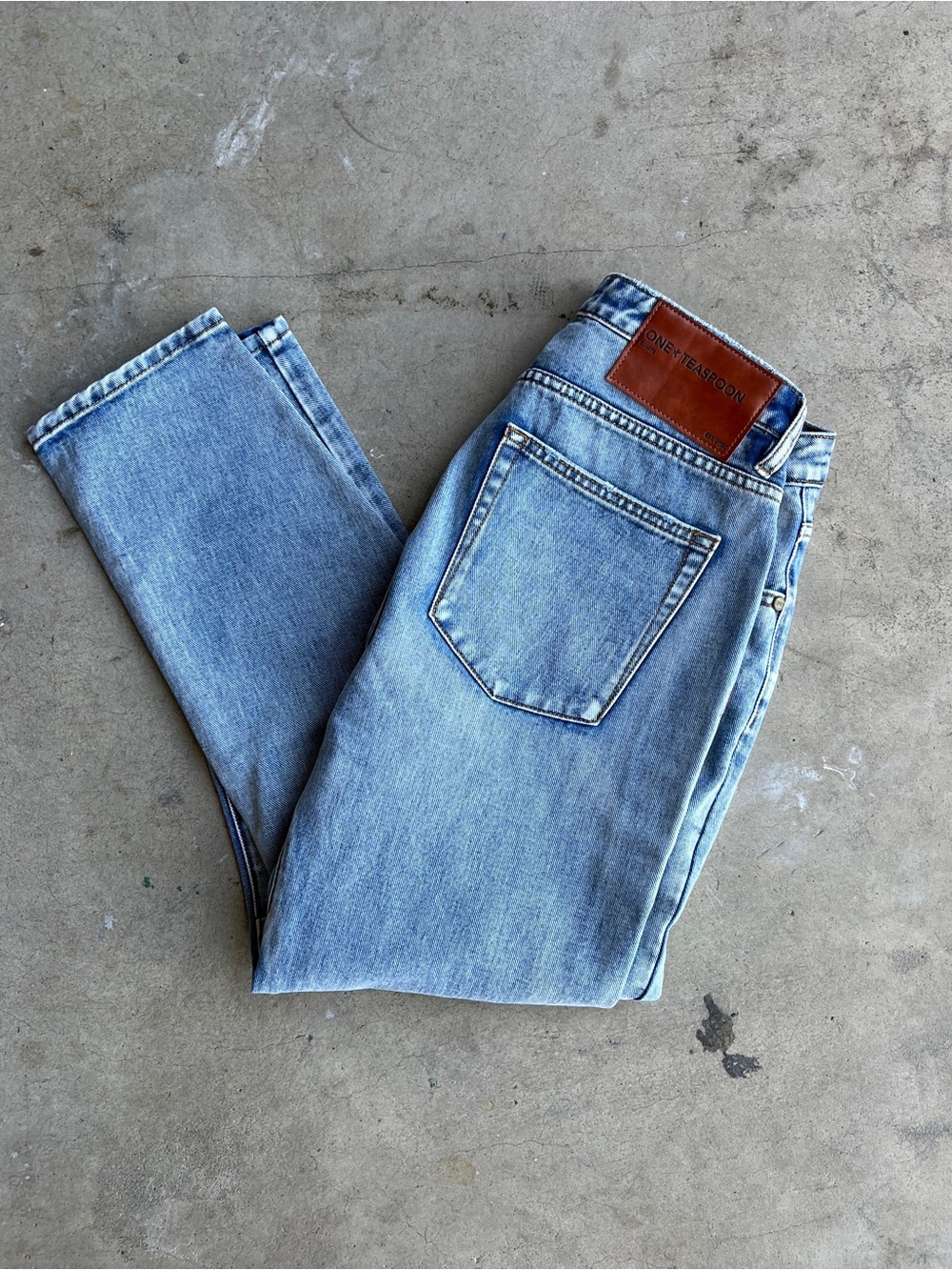 One Teaspoon Messed Up Saints Berlin Blue Light Wash Men's Slim Straight Jeans